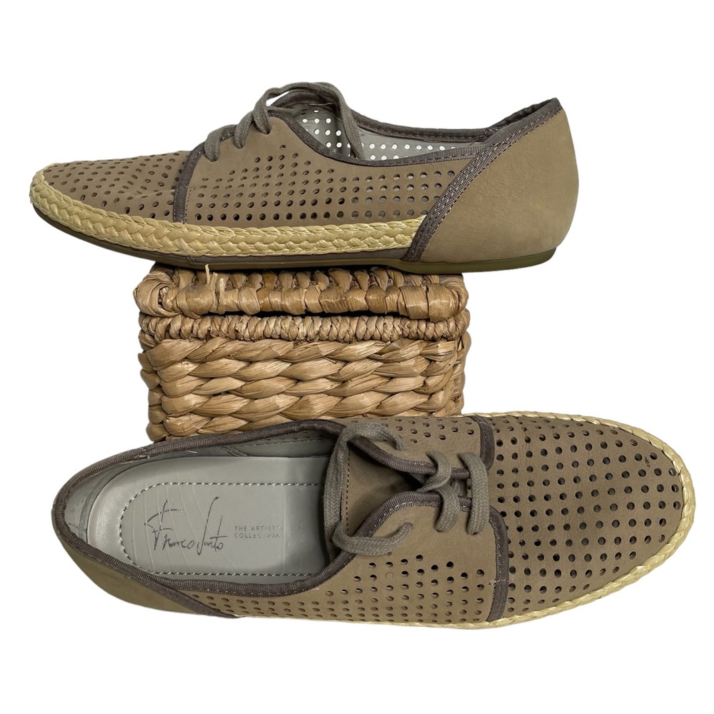 Franco Sarto Suede Perforated Lace Front Flat Sz 9